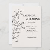 Faire-part de mariage minimaliste noir et blanc (Dos)