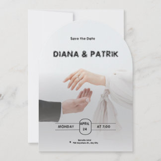 Faire-part de mariage minimaliste noir et blanc