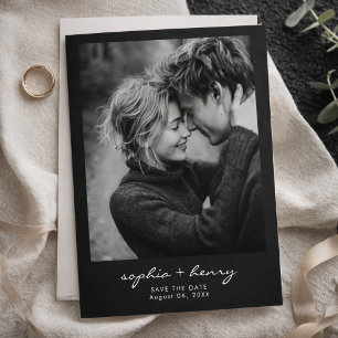 Faire-part de mariage minimaliste noir et blanc à