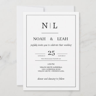 Faire-part de mariage minimaliste noir • Moderne S