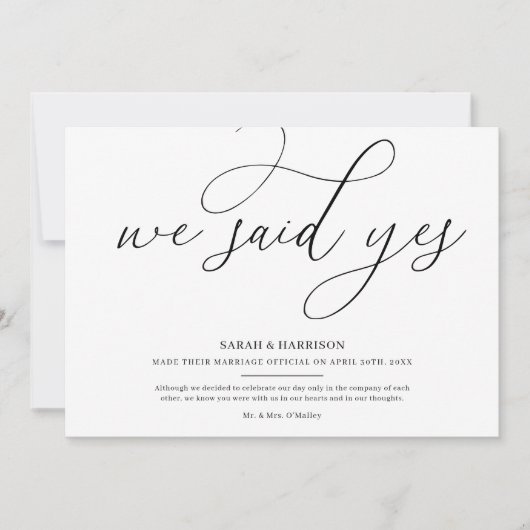 Faire-Part de Mariage Minimaliste Nous avons Dit O (Devant)