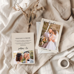 Faire-part de mariage minimaliste pour évasion amo