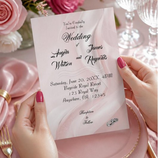 Faire-part de mariage minimaliste rose