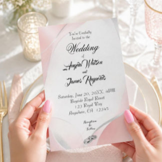 Faire-part de mariage minimaliste rose moderne