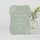 Faire-part de mariage minimaliste Sage (Debout devant)