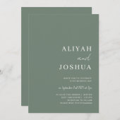 Faire-part de mariage minimaliste Sage Green (Devant / Derrière)