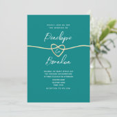 Faire-part de mariage minimaliste sarcelle (Debout devant)