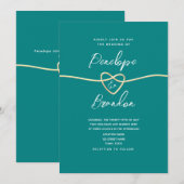 Faire-part de mariage minimaliste sarcelle (Devant / Derrière)