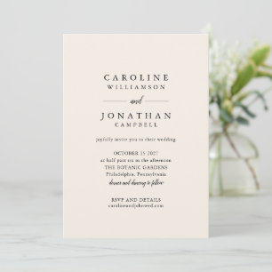 Faire-part de mariage minimaliste serif ivoire noi
