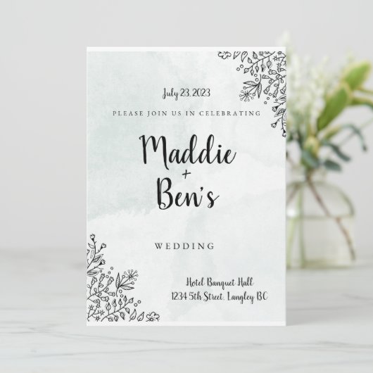 Faire-part de mariage minimaliste simple (Debout devant)