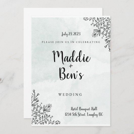 Faire-part de mariage minimaliste simple (Devant / Derrière)