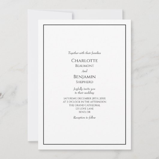 Faire-part de mariage minimaliste simple (Devant)