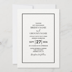Faire-part de mariage minimaliste simple noir et b