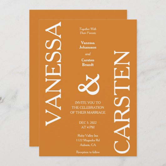 Faire-part de mariage minimaliste tendance (Devant / Derrière)