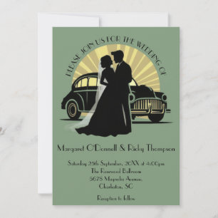 Faire-part de mariage minimaliste vintage Art Déco