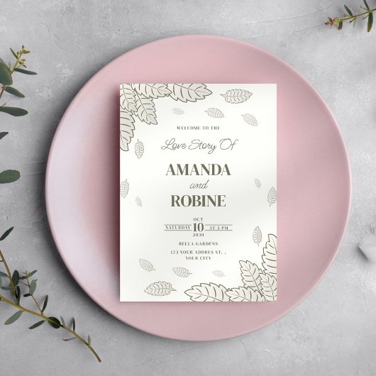 Faire-part de mariage minimalistes de Feuilles bot