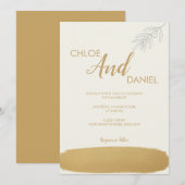Faire-part de mariage minimum de brosse d'or (Devant / Derrière)