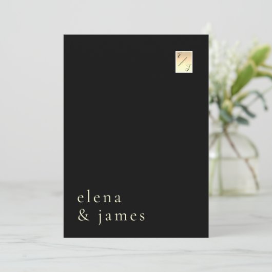 Faire-part de mariage minimum en or noir (Debout devant)