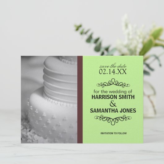 Faire-part de mariage Mint & Brown (Debout devant)