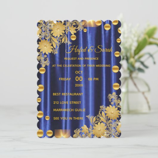 Faire-part de mariage miroir or, miroir or invi (Debout devant)