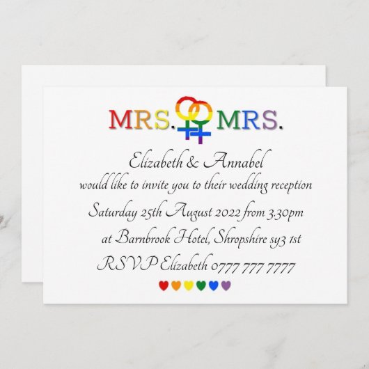 Faire-part de mariage - Mme et Mme (Devant / Derrière)