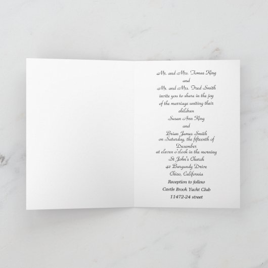 Faire-part de mariage Modèle élégant (Intérieur)