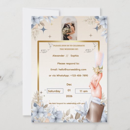Faire-part de mariage | Modèle pour noms et date (Dos)
