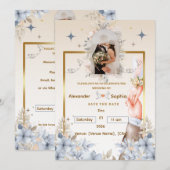 Faire-part de mariage | Modèle pour noms et date (Devant / Derrière)