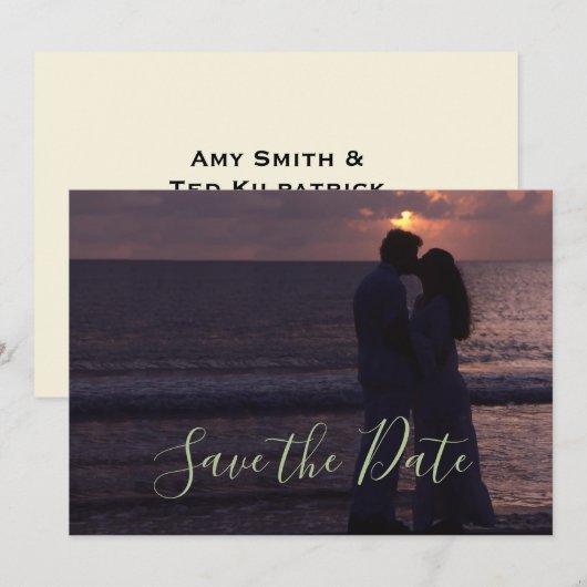 Faire-part de mariage modèle simple photo personna (Devant / Derrière)