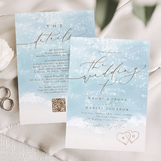 Faire-part de mariage Modern Script Sand Hearts Be