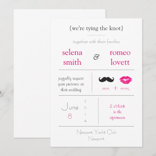 Faire-part de mariage moderne (Devant / Derrière)