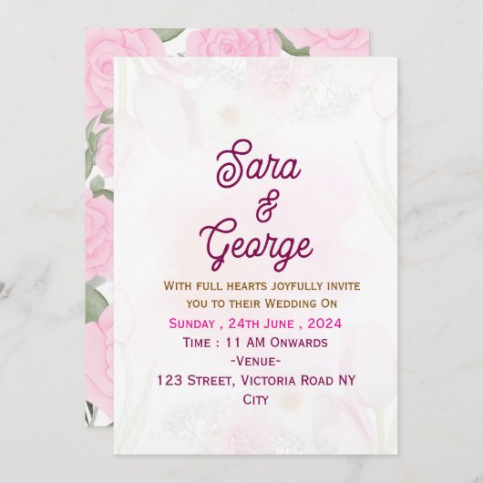 Faire-part de mariage moderne (Devant / Derrière)