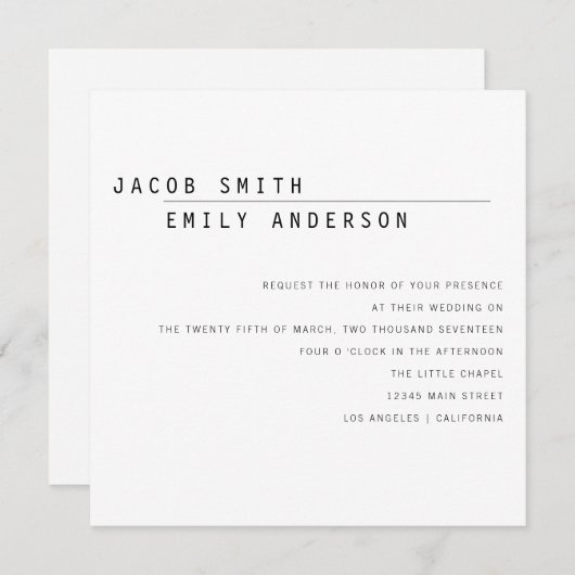 Faire-part de mariage moderne (Devant / Derrière)