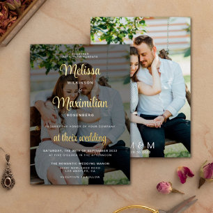 Faire-part de mariage moderne à 2 photos avec supe