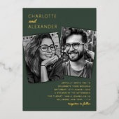 Faire-part de mariage moderne à 3 photos avec feui (Recto)