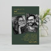 Faire-part de mariage moderne à 3 photos avec feui (Debout devant)