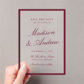 Faire-part de mariage moderne à bordure bordeaux (In situ (ordinateur de poche))