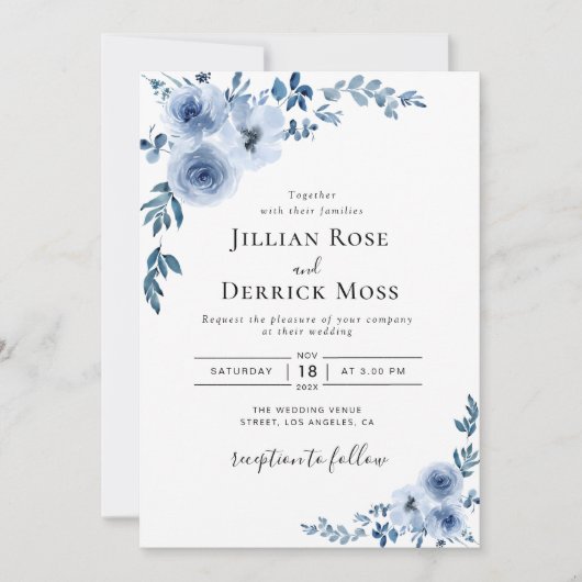 faire-part de mariage moderne à couronne florale b (Devant)