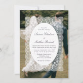 Faire-Part de Mariage Moderne à Dentelle avec Une (Devant)