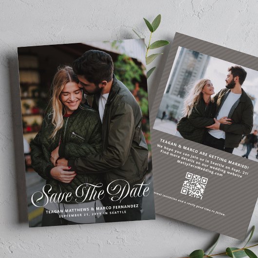 Faire-part de mariage moderne à deux photos simple