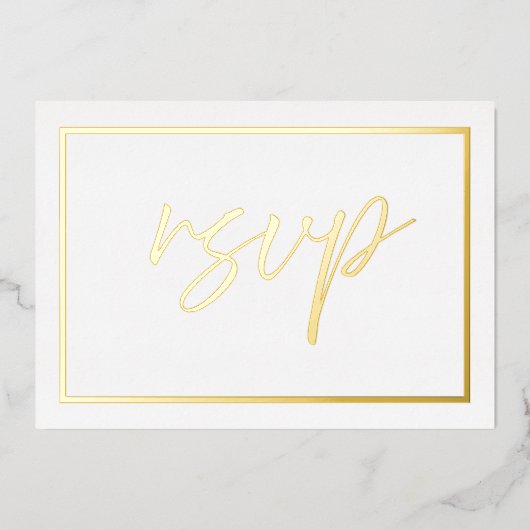 Faire-part de mariage moderne à feuille d'or RSVP (Recto)