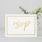 Faire-part de mariage moderne à feuille d'or RSVP (Debout devant)