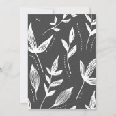 Faire-part de mariage moderne à feuille noire et b (Dos)