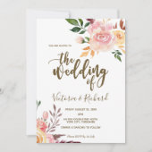 faire-part de mariage moderne à fleurs boho (Devant)