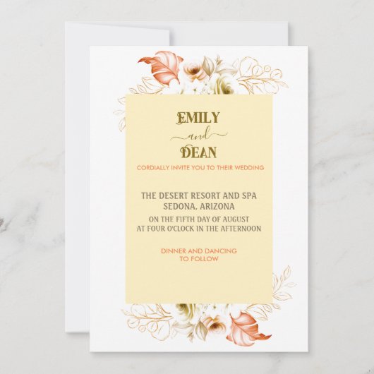 Faire-part de mariage moderne à fleurs d'orange bl (Devant)