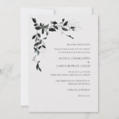 Faire-part de mariage moderne à fleurs noires et b (Devant)