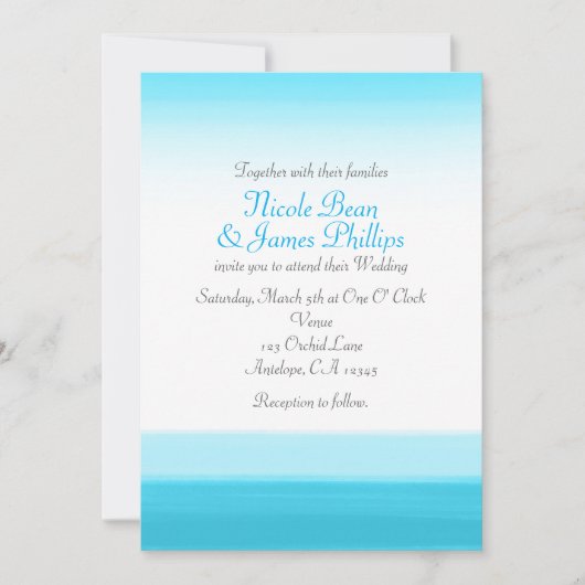 Faire-part de mariage moderne à l'aquarelle bleu c (Devant)