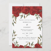 faire-part de mariage moderne à roses rouges (Devant)