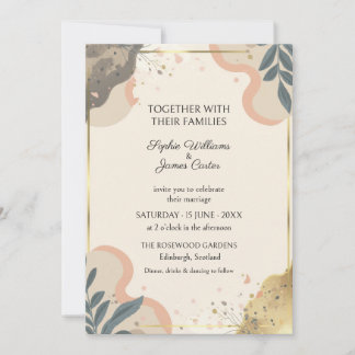 Faire-part de mariage moderne abstrait Navy Blush