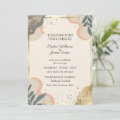 Faire-part de mariage moderne abstrait Navy Blush (Debout devant)